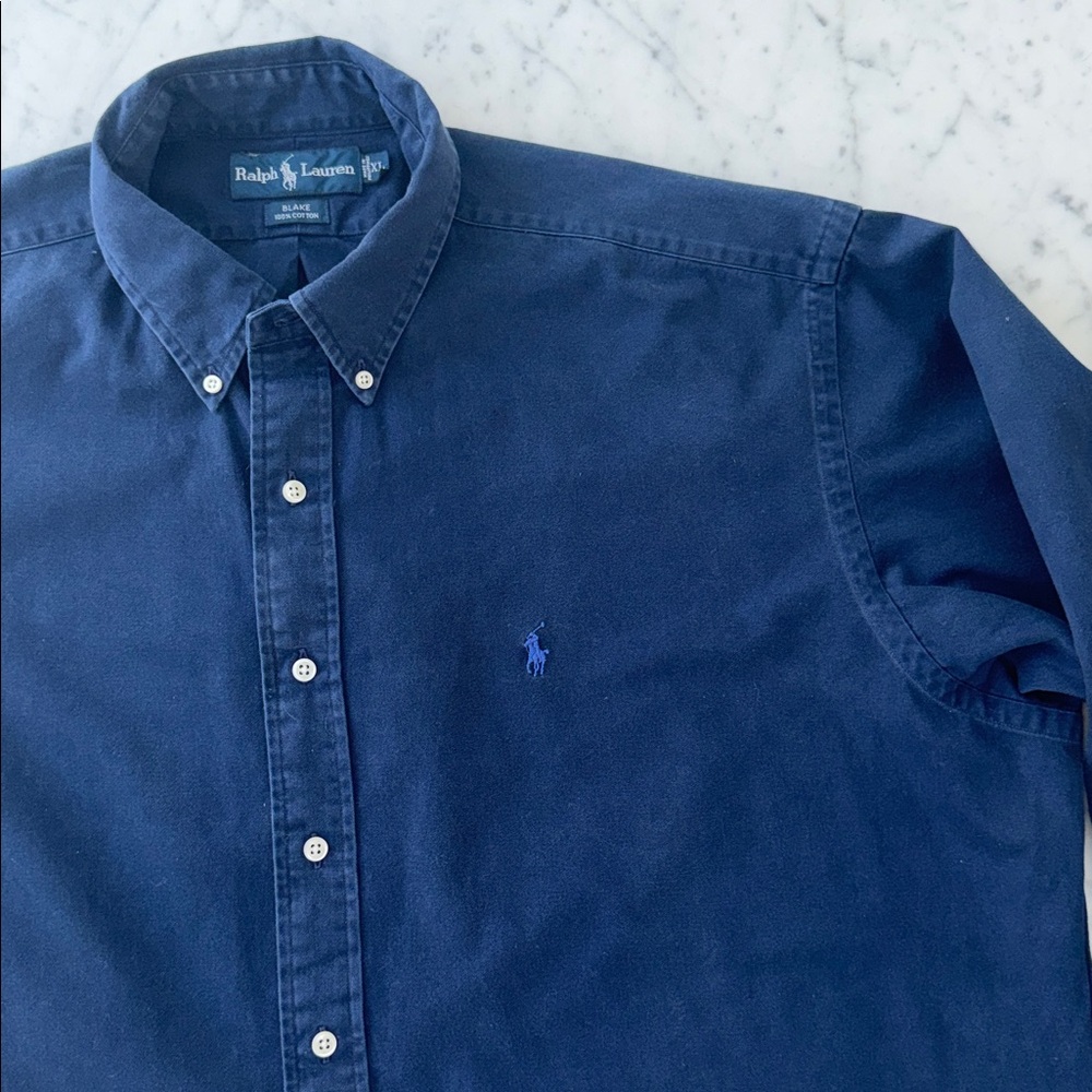 Ralph Lauren Blake navy blue long-sleeve oxford button-down shirt men's Size XL